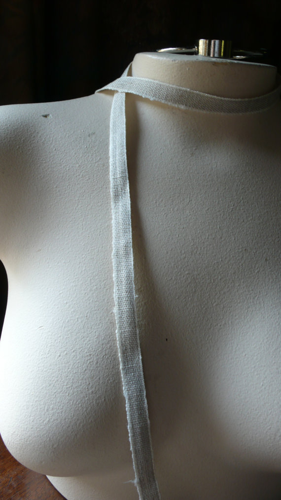 زفاف - 3 yds. Linen Ribbon In Natural & Cream 10mm from France for Bridal Invitations, Favors, Bouquets, Boutonierres