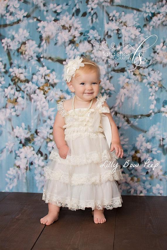Свадьба - Dress- Baby Girl Clothes -Flower Girl Dress - Baptism Dress - Ivory Lace Dress -Newborn Girl Dress-Christmas Dress-Christening Dress-Wedding