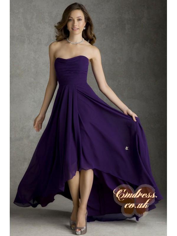 Hochzeit - Asymmetric Natural Waist Length Strapless A-line Chiffon Bridesmaid Dress