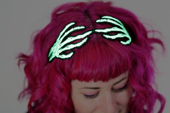 Hochzeit - Glow In The Dark Skeleton Hands Headband, Wired Hair Band