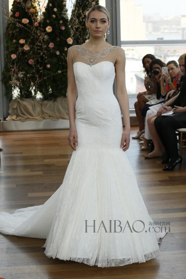 Mariage - 2015 Spring Mermaid Wedding Dresses With Beads Sheer Scoop Neck Bodice Cheap Chapel Train Isabelle Armstrong Bridal Gown Lace Applique Online with $131.73/Piece on Hjklp88's Store 