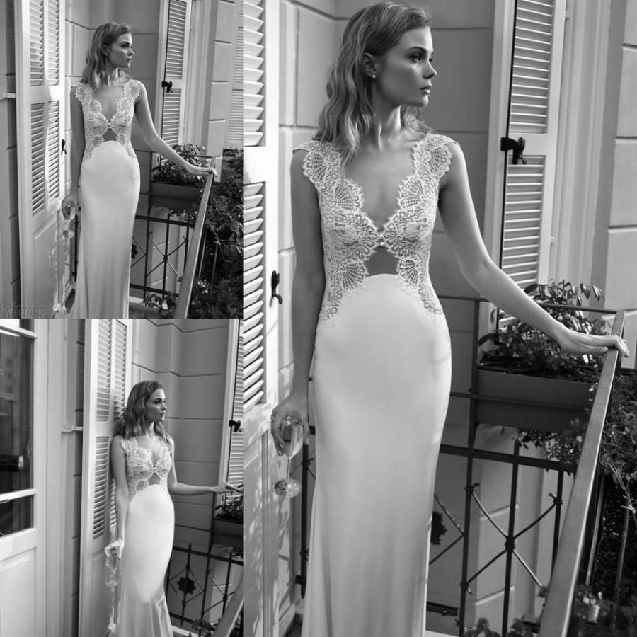 Hochzeit - Lihi Hod 2015 Sexy Sheer Mermaid V Neck Lace Wedding Dress Pearls Beads Floor Length Backless Sweep Train Bridal Wedding Ball Gowns Custom Online with $128.17/Piece on Hjklp88's Store 