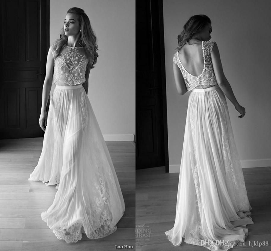 Свадьба - 2015 Lihi Hod Wedding Dress Sweetheart Sleeveless Low Back Detachable Jacket Pearls Beading Sequins Cheap Lace Chiffon Beach Wedding Gowns Online with $129.06/Piece on Hjklp88's Store 