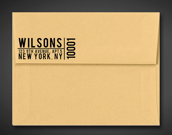 Hochzeit - Custom Return Address Stamp - Pre Inked / Self Inking Stamp - Typographic Style  - Small Block Design - Contemporary Stamp