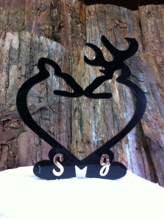 Mariage - Rustic, Country DOE & BUCK Custom Personalized Wedding Cake Topper.
