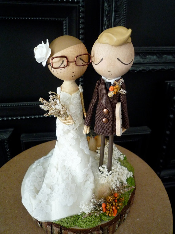 Wedding - Wedding Cake Topper with Custom Wedding Dress - Custom Keepsake by MilkTea
