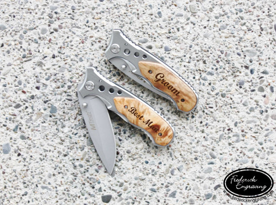 Свадьба - Personalized Knife - Custom Knife - Engraved Pocket Knife - Folding Knife - Engraved Knives - Groomsmen Knives, Father's Day - KNV-115