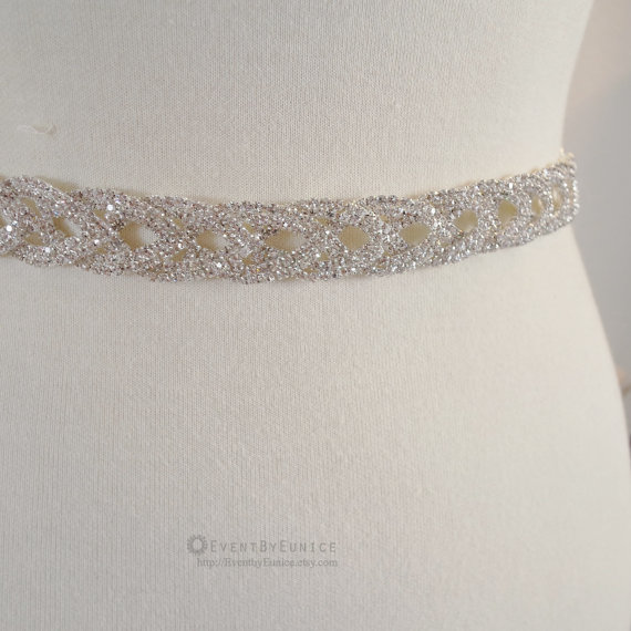 Mariage - Wedding thin Crystal Belt, Bridal Belt, Wedding Sash, Bridal Sash, Crystal belt, Crystal sash, Bridesmaid Belt,  LOVELY