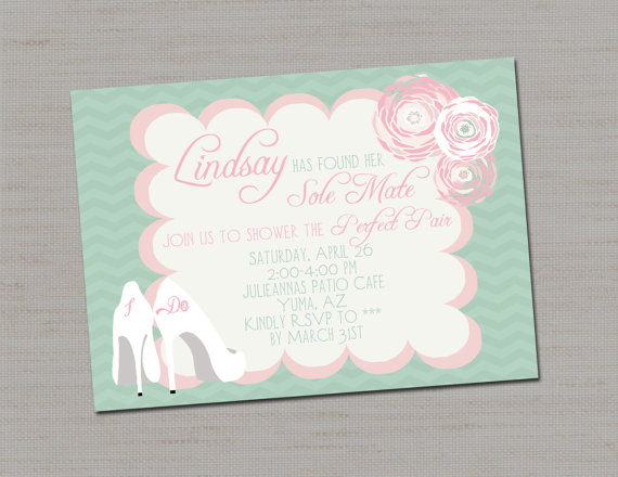 Wedding - Bridal Shower Shoe Invitation - PRINTABLE DIGITAL FILE 5x7, Print any quantity