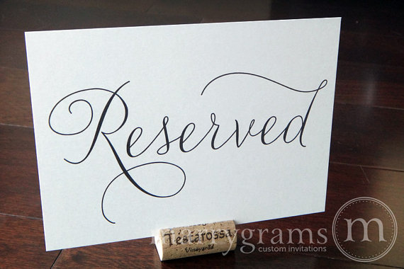 Свадьба - Reserved Sign Table Card - Wedding Reception Seating Signage - Reserved Table Number (Set of 2) Matching Numbers Available SS01