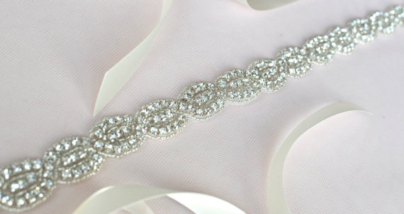 Hochzeit - Bridal crystal belt , rhinestone sash, bridal sash, bridal belt