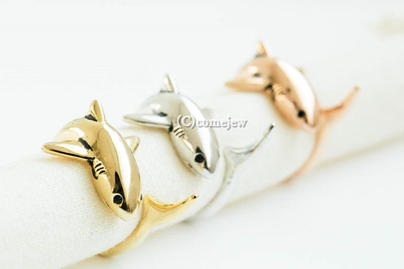 Mariage - glazed vintage shark adjustable ring,animal ring,adjustable rings,cute ring,cool ring,couple ring,mens rings,unique ring,bridesmaid gift,AN1