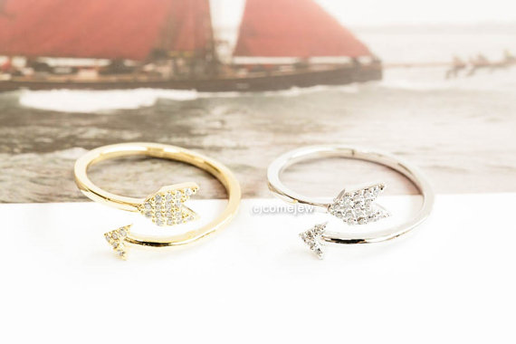 زفاف - Adjustable cubic arrow ring,stretch ring,arrow rings,bridesmaid gift,little big arrow ring,engagement ring,mens ring,valentines gift,SKD578