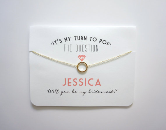 Hochzeit - Bridesmaid Card - Bridesmaid Proposal - Ask Bridesmaid - Pop the question - Bridesmaid Gift -Charm Necklace