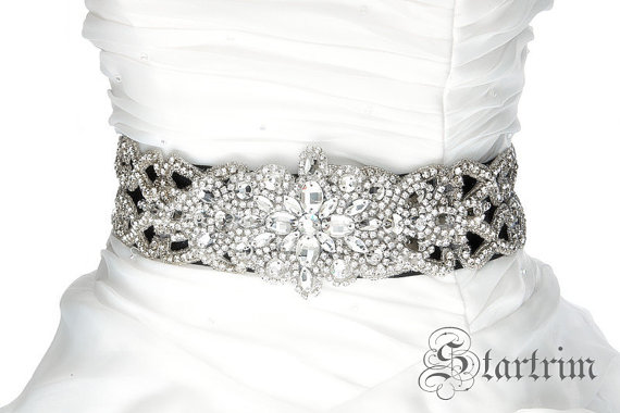 Hochzeit - SALE JILL crystal wedding bridal sash belt