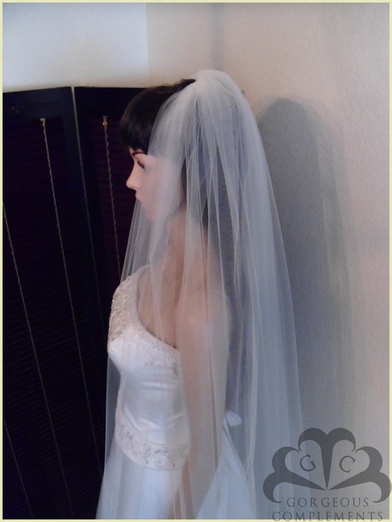 Wedding - Wedding Veil Chapel Length Single Tier with Pencil Edge  Extra Fullness