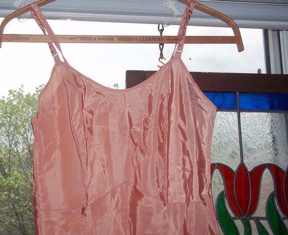 زفاف - Real TAFFETA,slip,gown,dress,size 32 to 34 ,salmon soft beige pink