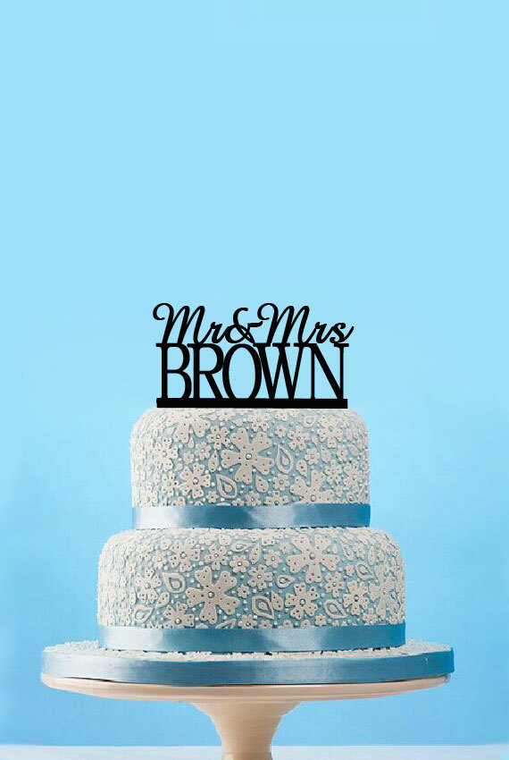 Mariage - Unique wedding cake topper,Custom Mr Mrs Cake Topper,Personalized Name Cake Topper,Elegant Wedding cake topper,custom last name topper-4811