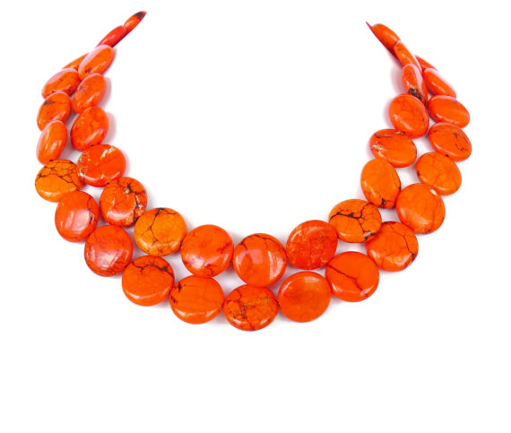 Mariage - Spring Fresh - Orange Statement Jewelry- Tangerine Tango Orange Turquoise Bridal Jewelry