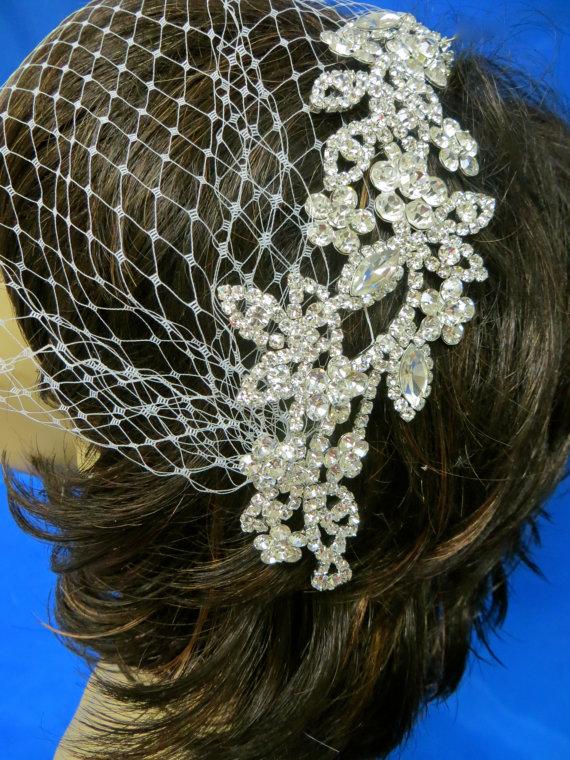 Hochzeit - Great Gatsby Veil, Art Nouveau Veil, Downton Abbey Veil, Bridal Rhinestone Veil