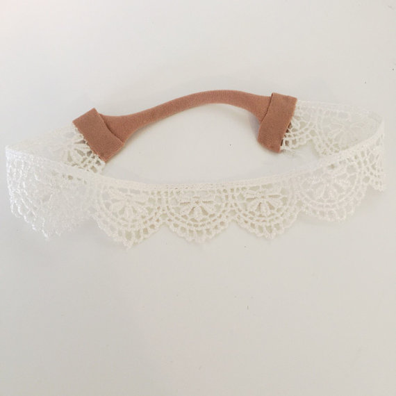 Свадьба - Scalloped lace boho headband 