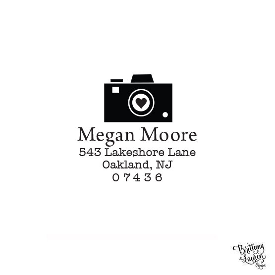 Mariage - Photography - Wedding - Moving - New Home - Personalized Custom Return Address Rubber Stamp or Self Inking - Camera