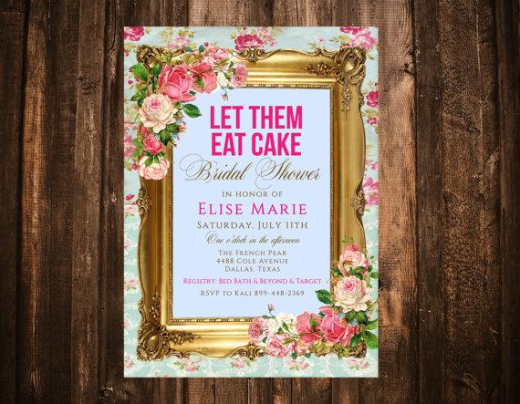 Mariage - Marie Antoinette Bridal Shower Invitation; Hot Pink; Let Them Eat Cake