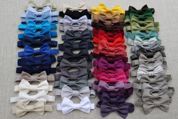 Mariage - Wedding party ring bearer bow tie baby linen accessories boy first birthday neck tie many color summer rustic tie natural toddler man formal