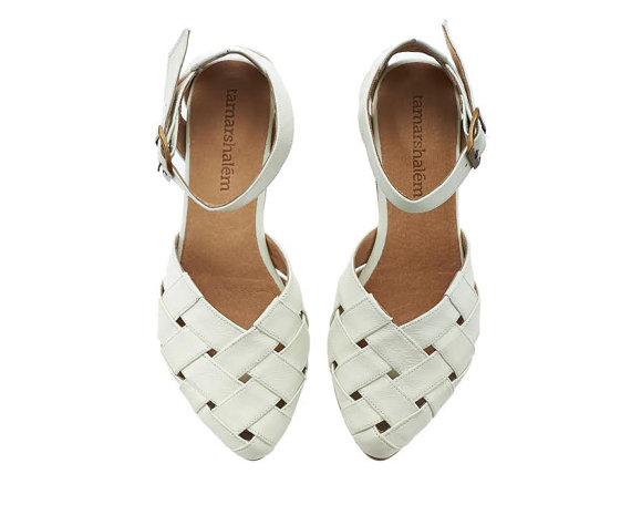 زفاف - Sophie,  White Sandals, Leather Sandals, handmade, wedding shoes flats, leather shoes, by Tamar Shalem on etsy