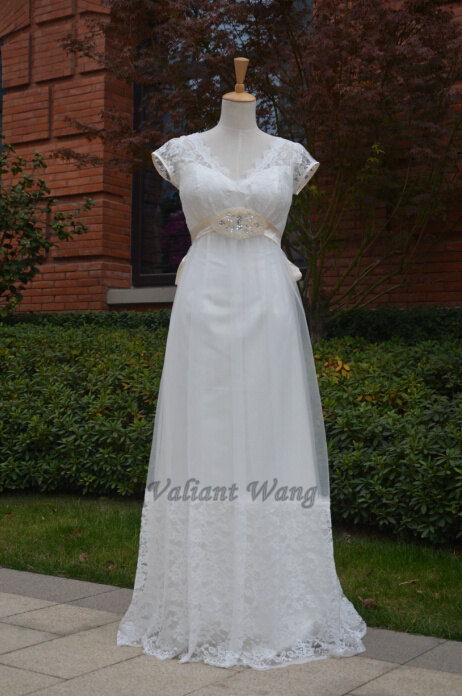 Mariage - Ivory Lace Tulle Wedding Dress Champagne Beading Sash Open Back Wedding Gown
