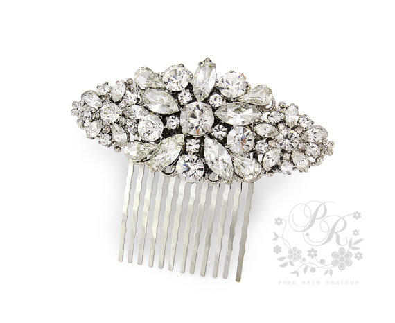 Hochzeit - Wedding Hair Comb Rhinestone Clear Crystal hair comb Bridal hair accessory Wedding jewelry Bridal Jewelry Wedding Accessory Barrette Daisy
