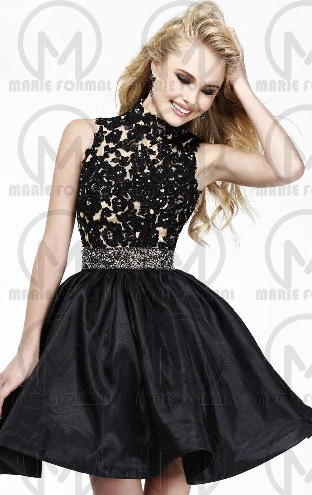 زفاف - Vintage Black lace formal dress,Short strapless formal dress online