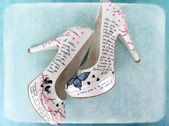 Hochzeit - Cherry Blossoms - Customized Wedding Shoes