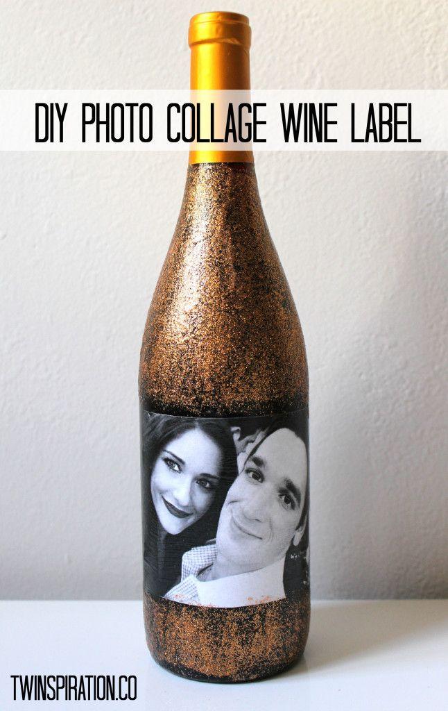 زفاف - DIY Photo Collage Wine Label