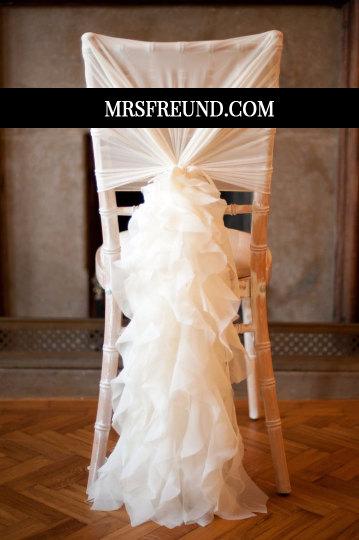 Hochzeit - Romantic Ruffles Chiffon Chair Sash & Cap