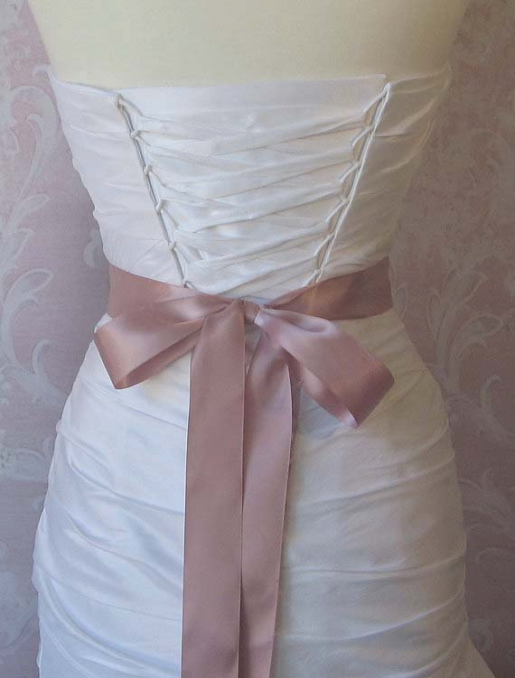 زفاف - Dusty Pink Satin Ribbon, 1.5 Inch Wide Double Face, Dusty Rose Ribbon Sash, Pale Rose Bridal Sash, Wedding Belt, 4 Yards