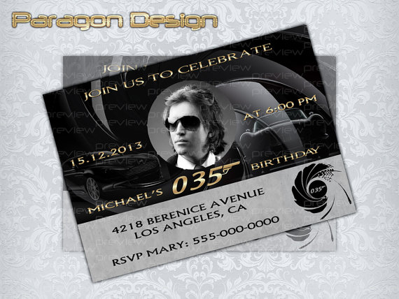 Свадьба - James Bond Style - Custom Birthday Invitation - Printable Digital File [041]