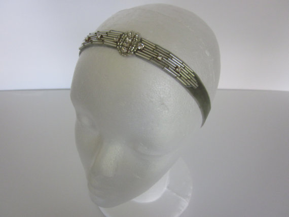 زفاف - Art Deco Headband Wedding Rhinestone -Crystal Headpiece, 1920s Bridal Headpiece, 20s Gatsby Wedding