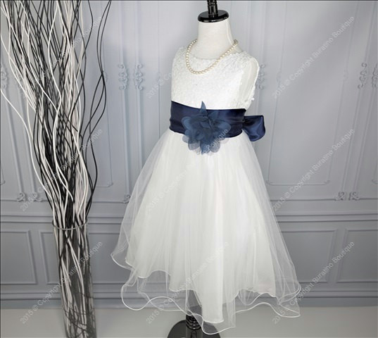 Wedding - Flower Girl Dress, Communion, Special Occasion Girls Dress with Ivory, Red, Black,Silver Sash, White Black Silver Sequin Girls Dress