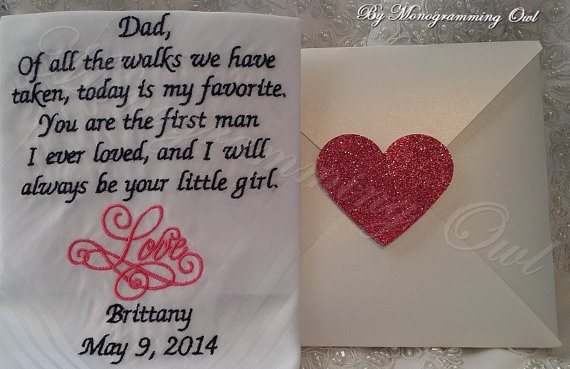 Wedding - FREE Sparkling Gift Envelope Mens's Striped Dad Personalized Wedding Handkerchief. Gift for the Father of the Bride Gift Envelope included.