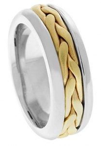 Wedding - 14K. Two Tone Band, Mens Wedding Band, Gold Ring, Two Tone Ring, Handmade, Braided  Wedding Band Ring, Engagement ring, Anniversary Ring