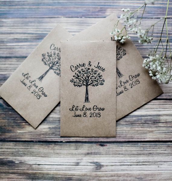 Mariage - 100 Customized Eco-Friendly Let Love Grow Wedding Seed Favor Envelopes