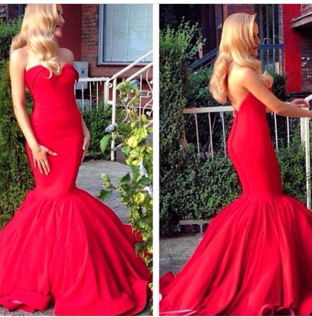 Mariage - Red 2015 Mermaid Evening Dresses Sweetheart Ruffle Prom Party Dress Celebrity Red Carpet Michael Costello Formal Gown Taffeta Real Image Online with $108.59/Piece on Hjklp88's Store 