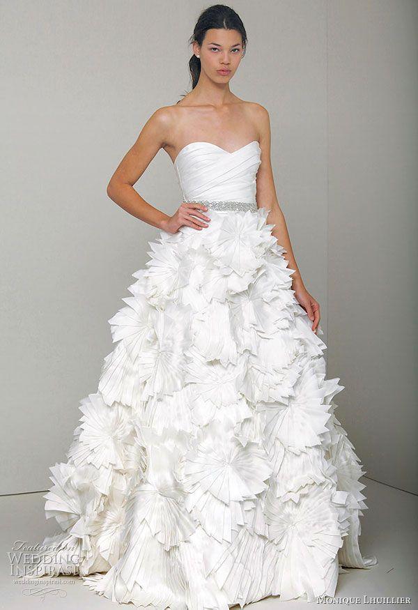 زفاف - Monique Lhuillier 2010 Spring/Summer Wedding Dress Collection - Tinsley Ivory Embroidered Satin Organza Strapless Bridal...