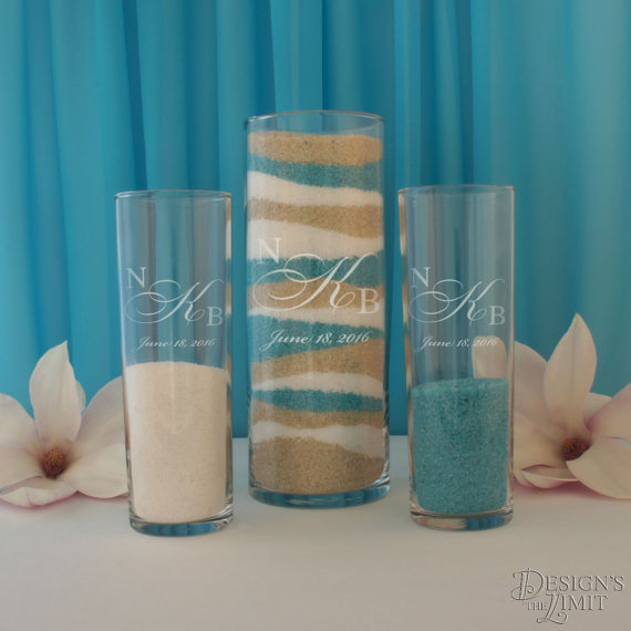 Wedding - Design's Spiritual Union Couple's Monogram Wedding Sand Ceremony Set with Inspired Design Options & Gift Wrap Optional (Sand Not Included)