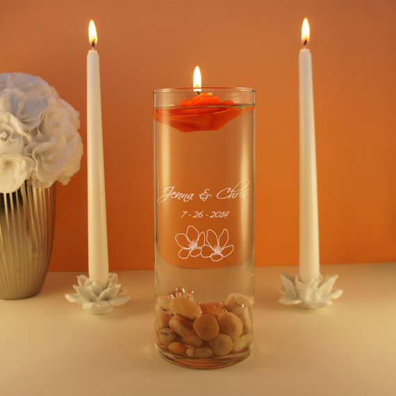 Hochzeit - Design's Spiritual Union Couple's Monogram Wedding Unity Candle Ceremony Candle Holder with Inspired Design Options (Candle Not Included)