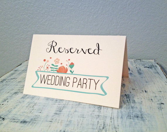 Hochzeit - DIY PRINTABLE - Reserved For Wedding Party floral wedding sign
