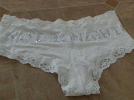 Hochzeit - NOT TONIGHT! Booty underwear:  cotton Wedding Pajamas, Rhinestones Honeymoon/wedding gift, lingerie, sexy, Gag Gift, bridal shower,bride