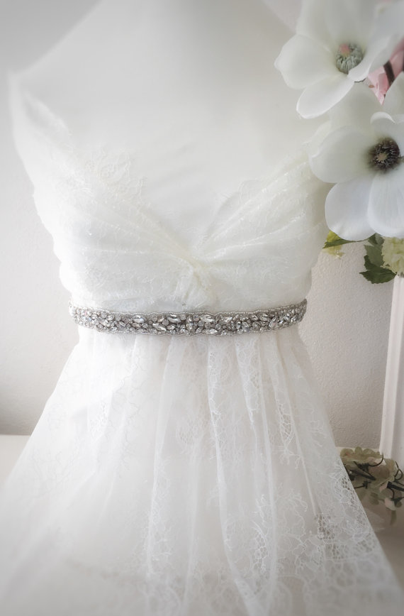 Hochzeit - Wedding Bridal Crystal Sash - Crystal Bridal belt