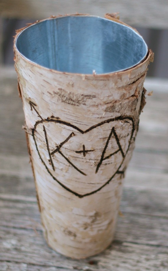 Свадьба - Birch Vase Centerpiece Personalized
